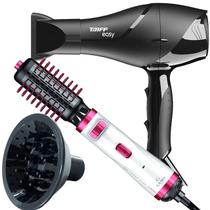 Secador De Cabelo Taiff 1700w Ions Profissional Ar Quente Frio Preto Difusor De Cachos Escova Gama Italy Giratória 2300 Rotativa
