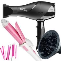 Secador De Cabelo Taiff 1700w Ions Profissional Ar Quente Frio Preto Difusor De Cachos Modelador Prancha 2 Em 1