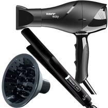 Secador De Cabelo Taiff 1700w Ions Profissional Ar Quente Frio Preto Difusor De Cachos Prancha Cerâmica 410ºf Plus