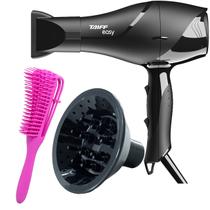 Secador De Cabelo Taiff 1700w Ions Profissional Ar Quente Frio Preto Difusor De Cachos RTE