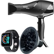 Secador De Cabelo Taiff 1700w Ions Profissional Ar Quente Frio Preto Difusor De Cachos Smartwatch