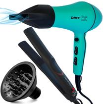 Secador de cabelo taiff 2000w + difusor e chapinha kit pro
