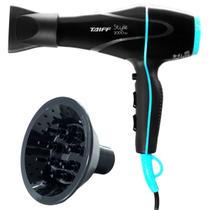 Secador De Cabelo Taiff 2000w Ions Profissional Ar Quente Frio Preto Com Difusor De Cachos