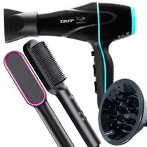 Secador De Cabelo Taiff 2000w Ions Profissional Ar Quente Frio Preto Difusor De Cachos Escova Hq