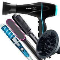 Secador De Cabelo Taiff 2000w Ions Profissional Ar Quente Frio Preto Difusor De Cachos Modelador Nova Escova Alisadora 2 em 1 HQ