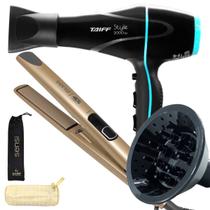 Secador De Cabelo Taiff 2000w Ions Profissional Ar Quente Frio Preto Difusor De Cachos Prancha Gama Italy Digital 450ºf Sensi