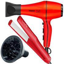 Secador De Cabelo Taiff 2000w Ions Profissional Ar Quente Frio Vermelho Difusor Cachos Prancha Gama Italy Ceramica 430ºf Lichia