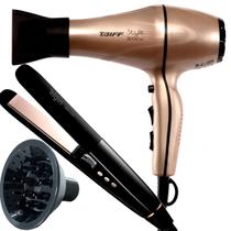 Secador De Cabelo Taiff 2000w Profissional Ar Quente Frio Dourado Difusor Prancha Cerâmica 230ºc Canhão De Íons Display Digital Digy