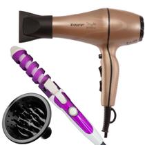 Secador De Cabelo Taiff Profissional 2000w Ar Quente Frio Dourado Motor Ac Com Difusor De Cachos Modelador Ceramic Nova