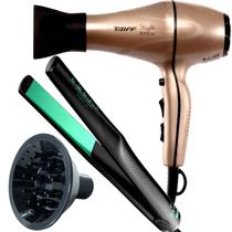 Secador De Cabelo Taiff Profissional 2000w Ar Quente Frio Dourado Motor Ac Difusor De Cachos Prancha Gama Italy Ceramica 430ºf Babosa Ergo