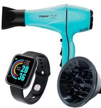 Secador De Cabelo Taiff Profissional 2000w Ions Ar Quente Frio Com Difusor De Cachos Acessórios