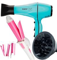 Secador De Cabelo Taiff Profissional 2000w Ions Ar Quente Frio Com Difusor De Cachos Modelador Cacheador