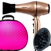 Secador De Cabelo Taiff Profissional 2000w Ions Ar Quente Frio Dourado Difusor De Cachos Com Maleta Secador De Cabelo Taiff Profissional 2000w Ions Ar Quente Frio Dourado Difusor De Cachos Com Maleta
