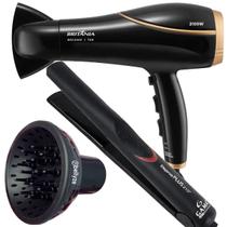 Secador de Cabelos Britânia BSC2250 2100W Tourmaline Íons Profissional Salão Com Difusor Cachos Prancha Chapinha Gama 410f Fina Plus Bivolt