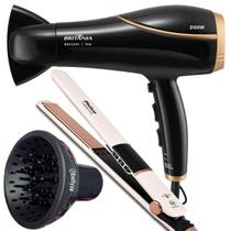 Secador de Cabelos Britânia BSC2250 2100W Tourmaline Íons Profissional Salão Difusor Cachos Prancha Chapinha Display Digital Chrome Rose 230c Bivolt