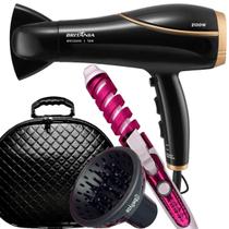 Secador de Cabelos Britânia BSC2250 2100W Tourmaline Íons Profissional Salão Difusor Modelador Cachos Nova Bivolt Com Maleta Preta