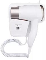 Secador de Cabelos de Parede 1300W com Tomadas USB Branco 127V - CTMD Secador de Cabelos de Parede 1300W com Tomadas USB Branco 127V - CTMD
