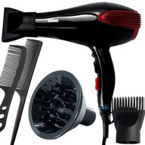 Secador De Cabelos Excela 2000w Profissional Íons Ar Quente Frio Com Bico Alisamento e Difusor De Cachos