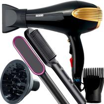 Secador De Cabelos Excela 2000w Profissional Íons Ar Quente Frio Com Bico Alisamento Escova 2 em 1 Marca Prosper HQ