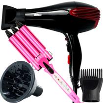Secador De Cabelos Excela 2000w Profissional Íons Ar Quente Frio Com Bico Alisamento