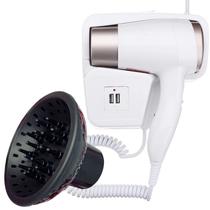 Secador De Cabelos Parede 2000w City Hotel Academia Banheiro Ions Branco Jato Ar Frio Quente Com Difusor De Cachos