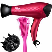 Secador De Cabelos Philco 2200w Íons Tourmaline 2350 Rosa Ar Quente e Frio Com Difusor Cachos Bivolt Com Escova Pequena Secador De Cabelos Philco 2200w Íons Tourmaline 2350 Rosa Ar Quente e Frio Com Difusor Cachos Bivolt Com Escova Pequena