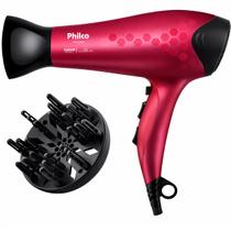 Secador De Cabelos Philco 2200w Íons Tourmaline Ar Quente e Frio Com Difusor Cachos Bivolt