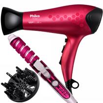Secador De Cabelos Philco 2200w Íons Tourmaline Ar Quente e Frio Com Difusor Cachos Modelador Cachos Nova Bivolt