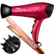 Secador De Cabelos Philco 2200w Íons Tourmaline Ar Quente e Frio Com Difusor Cachos Prancha Viih Tube 230c Titanium Bivolt