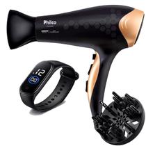 Secador De Cabelos Philco 2200w Preto Íons Tourmaline Ar Quente e Frio Com Difusor Cachos Bivolt Com Relogio Led Secador De Cabelos Philco 2200w Preto Íons Tourmaline Ar Quente e Frio Com Difusor Cachos Bivolt Com Relogio Led