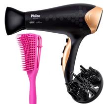 Secador De Cabelos Philco Preto 2200w Íons Tourmaline 2350 Rosa Ar Quente e Frio Com Difusor Cachos Bivolt Com Escova Pequena Secador De Cabelos Philco Preto 2200w Íons Tourmaline 2350 Rosa Ar Quente e Frio Com Difusor Cachos Bivolt Com Escova Pequena