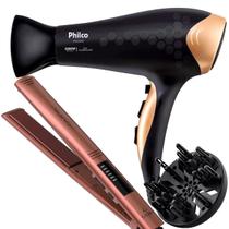 Secador De Cabelos Philco Preto 2200w Íons Tourmaline Ar Quente e Frio Com Difusor Cachos Prancha Chapinha Gama 230C Digital Bivolt Secador De Cabelos Philco Preto 2200w Íons Tourmaline Ar Quente e Frio Com Difusor Cachos Prancha Chapinha Gama 230C Digital Bivolt