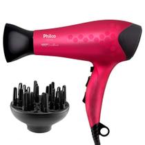 Secador de Cabelos Philco Tourmaline Íons com Difusor Bivolt 2200W PSC2350 Rosa