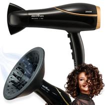 SECADOR DE CABELOS PROFISSIONAL 2100w BRITANIA PRETO BIVOLT E DIFUSOR DE CACHOS