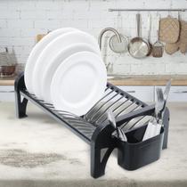 Secador de louça 16 pratos compacto black em inox
