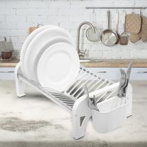 Secador de louça 16 pratos compacto branco em inox