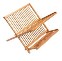 Secador De Louças Em Bambu 34 Cm Com Porta Copos Dobravel