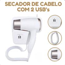 Secador de Parede Branco Compacto Tipo Hotel para Hotéis e Banheiros 110V
