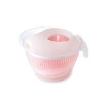 Secador de salada branco e rosa 4 Litros pratico plasutil