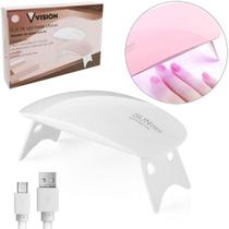 Secador de unhas mini portatil visor vision 5v e 6 leds + temporizador e cabo usb 13x7x6cm - BF BRA Secador de unhas mini portatil visor vision 5v e 6 leds + temporizador e cabo usb 13x7x6cm - BF BRA