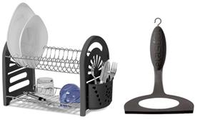 Secador / Escorredor De Pratos E Copos Com Porta Talher Duplo + Rodo De Pia