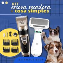 Secador portátil para pelo de cachorro e gato, 2 em 1+Kit profissional elétrico para cortar e aparar pelos de animais