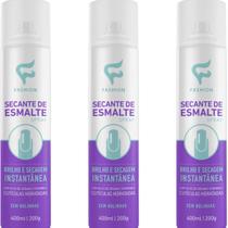 Secante de Esmalte Fashion Brilho e Secagem Instantânea Spray 400ml Kit 3 Unidades