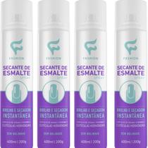 Secante de Esmalte Fashion Brilho e Secagem Instantânea Spray 400ml Kit 4 Unidades