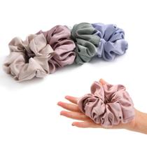 Seda acetinada Scrunchies Helamvly para mulheres, 4 peças (azul, verde, rosa)