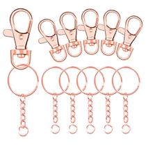 Segauin 100 Peças de Mosquetão Giratório Dourado Rosa com Argolas para Chaves Segauin 100 Peças de Mosquetão Giratório Dourado Rosa com Argolas para Chaves