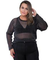 Segunda Pele Transparente Plus Size Blusa Tule Manga Longa - LA SECRET STORE