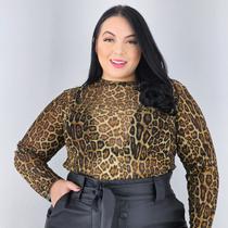 Segunda Pele Transparente Plus Size Blusa Tule Manga Longa