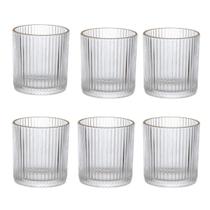 Seis Copos Para Whisky Ou Drinks Com Borda Dourada 320Ml