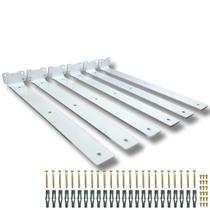 Seis Fixadores de Parede Para Prateleira 40cm Estilo Moderno Cantoneira Invisível Aço Resistente